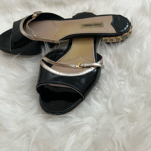 Miu Miu Black Open Toe Flat Sandals - Picture 1 of 2